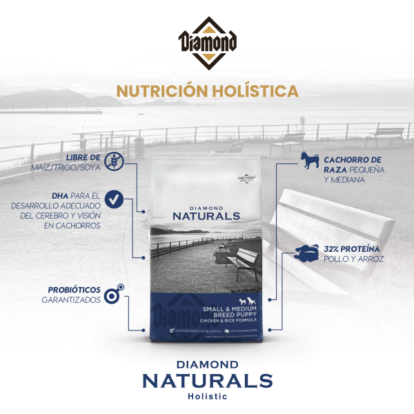 Diamond Naturals Small &amp; Medium Breed Puppy 18.14 Kg, cachorros razas chicas y medianas