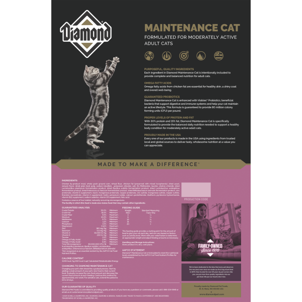 Croqueta Diamond Maintenance Cat 18.14 Kg para gato con actividad moderada y baja